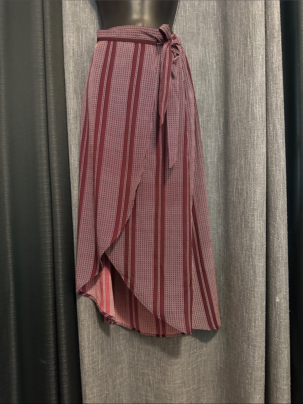 Band of Gypsies Rose and Burgundy Striped High-Low Wrap Skirt